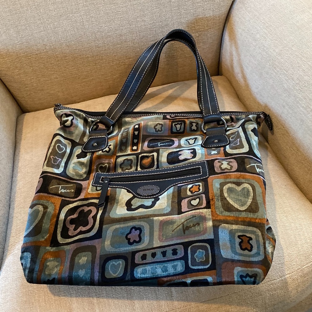 Tous Multi Colored Velvet/Leather Shoulder Bag
